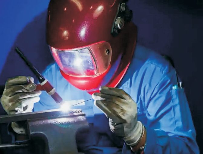 Laser welding sparks